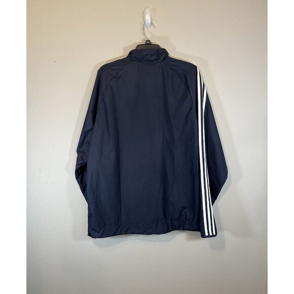 Adidas Jacket Mens Medium Blue Track Full Zip High Neck Active Athletic Logo - Picture 2 of 15